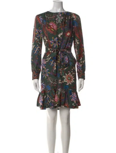 Pre-owned Tory Burch Silk Mini Dress In Green