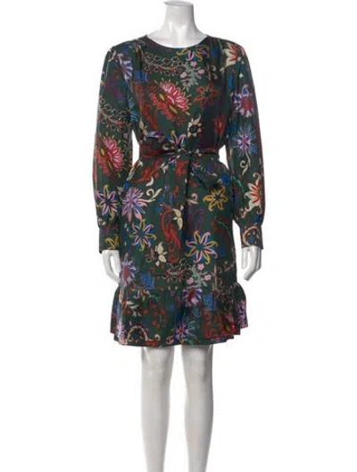Pre-owned Tory Burch Silk Mini Dress In Green