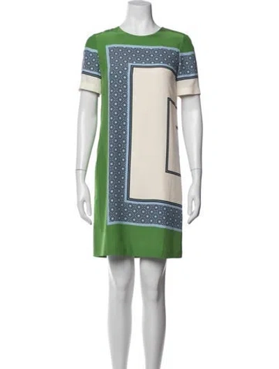 Pre-owned Tory Burch Silk Mini Dress In Green