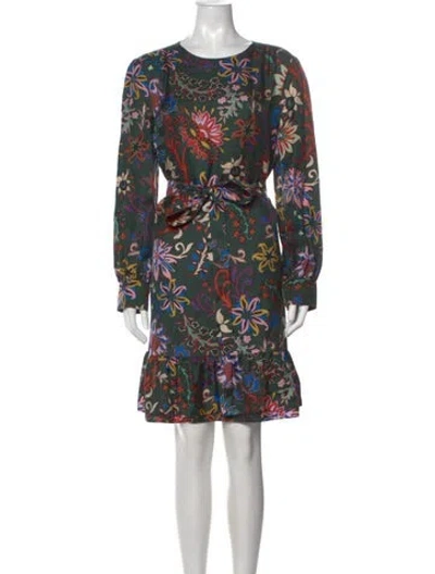 Pre-owned Tory Burch Silk Mini Dress In Green