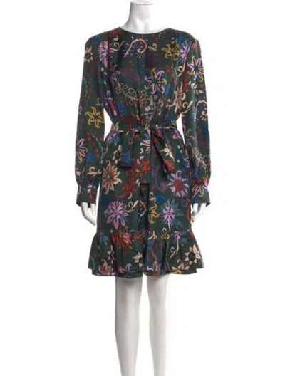 Pre-owned Tory Burch Silk Mini Dress In Green