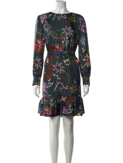 Pre-owned Tory Burch Silk Mini Dress In Green