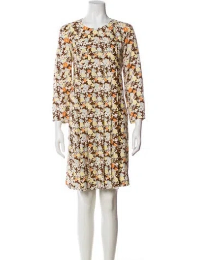 Pre-owned Tory Burch Silk Mini Dress In Neutral