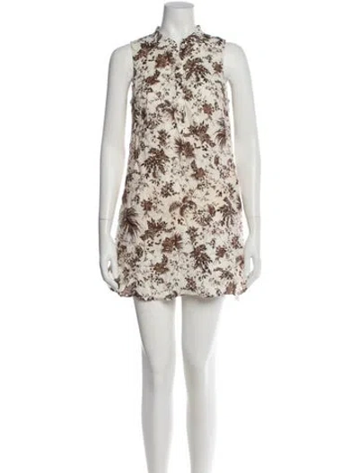 Pre-owned Tory Burch Silk Mini Dress In Neutral