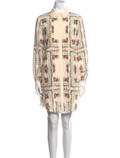 Pre-owned Tory Burch Silk Mini Dress In Neutral