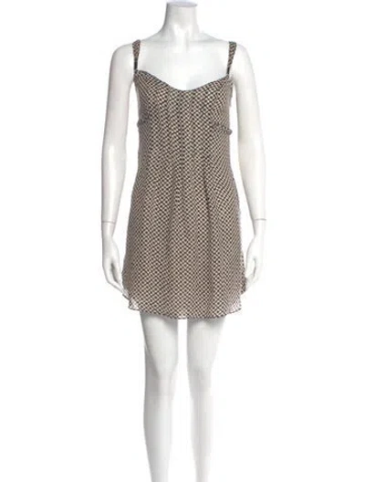 Pre-owned Tory Burch Silk Mini Dress In Neutral