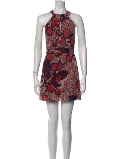 Pre-owned Tory Burch Silk Mini Dress In Neutral