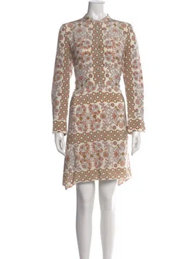 Pre-owned Tory Burch Silk Mini Dress In Neutral