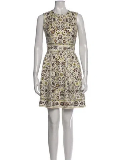 Pre-owned Tory Burch Silk Mini Dress In Neutral