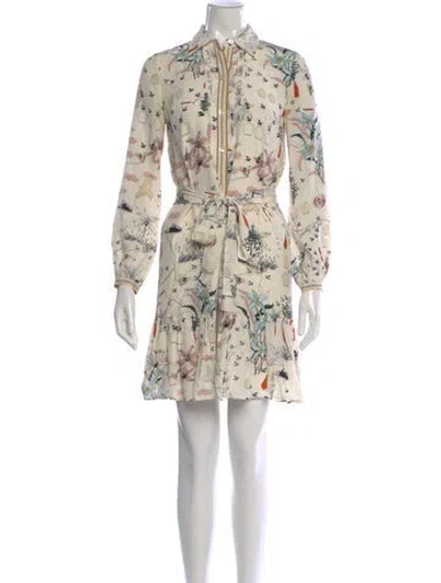 Pre-owned Tory Burch Silk Mini Dress In Neutral