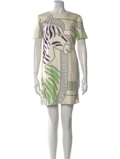 Pre-owned Tory Burch Silk Mini Dress In Neutral