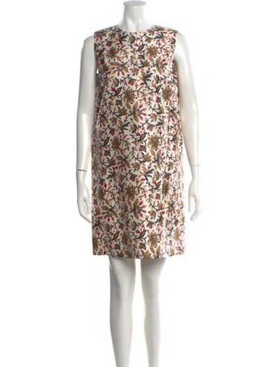 Pre-owned Tory Burch Silk Mini Dress In Neutral
