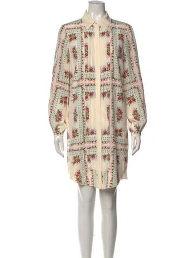 Pre-owned Tory Burch Silk Mini Dress In Neutral