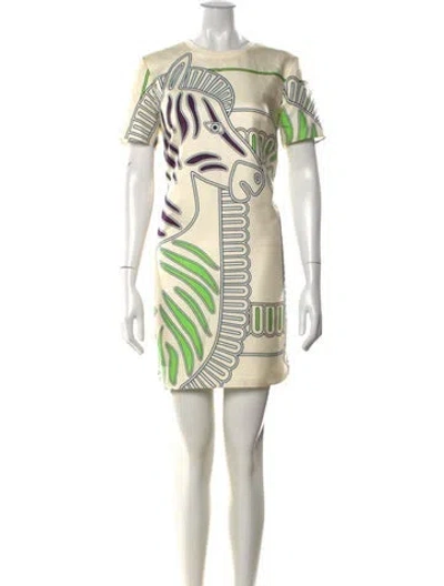 Pre-owned Tory Burch Silk Mini Dress In Neutral