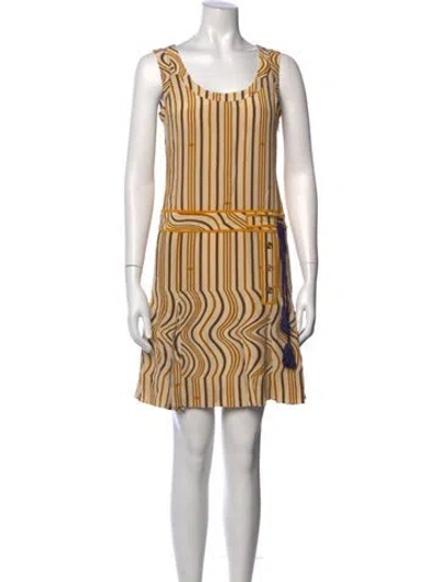 Pre-owned Tory Burch Silk Mini Dress In Neutral
