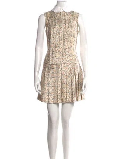 Pre-owned Tory Burch Silk Mini Dress In Neutrals