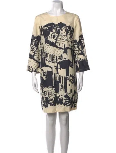 Pre-owned Tory Burch Silk Mini Dress In Neutrals