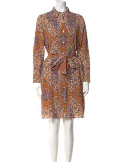 Pre-owned Tory Burch Silk Mini Dress In Orange