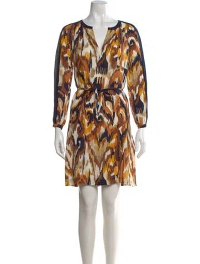 Pre-owned Tory Burch Silk Mini Dress In Orange