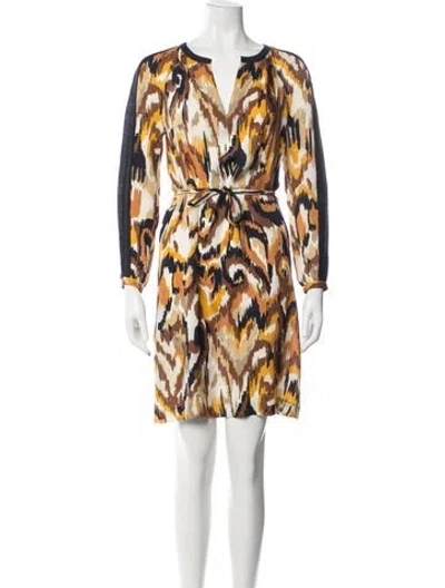 Pre-owned Tory Burch Silk Mini Dress In Orange