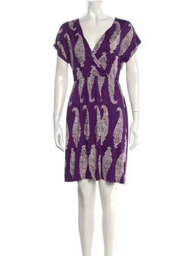 Pre-owned Tory Burch Silk Mini Dress In Purple