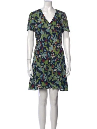Pre-owned Tory Burch Silk Mini Dress W/ Tags In Blue