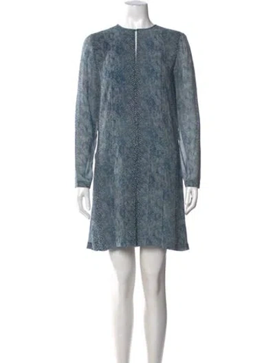 Pre-owned Tory Burch Silk Mini Dress W/ Tags In Blue