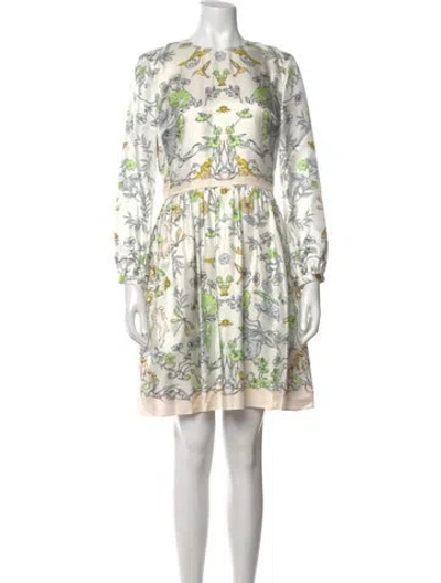 Pre-owned Tory Burch Silk Mini Dress W/ Tags In Green/neutrals