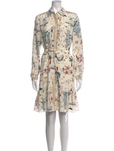 Pre-owned Tory Burch Silk Mini Dress W/ Tags In Neutral