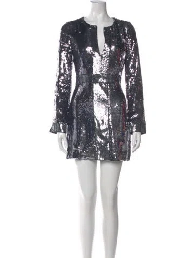Pre-owned Tory Burch Silk Mini Dress W/ Tags In Silver