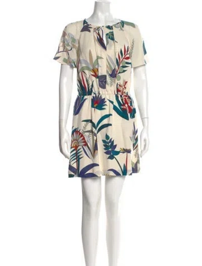 Pre-owned Tory Burch Silk Mini Dress In White