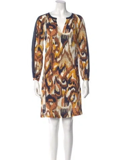 Pre-owned Tory Burch Silk Mini Dress In Yellow