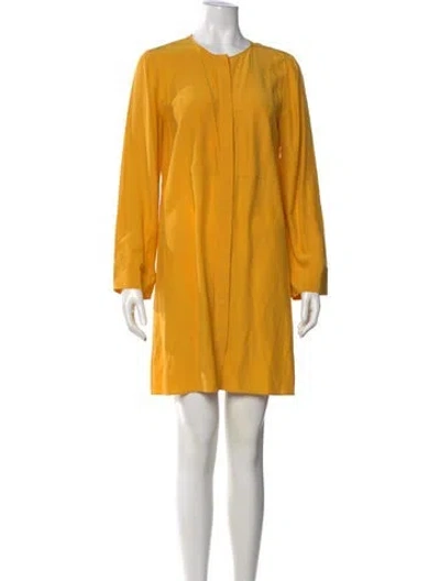 Pre-owned Tory Burch Silk Mini Dress In Yellow