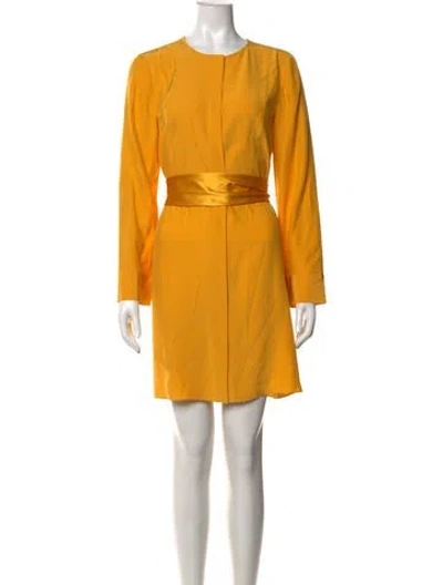 Pre-owned Tory Burch Silk Mini Dress In Yellow