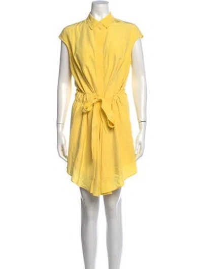 Pre-owned Tory Burch Silk Mini Dress In Yellow