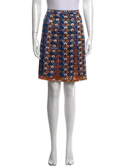 Pre-owned Tory Burch Silk Mini Skirt In Blue/orange