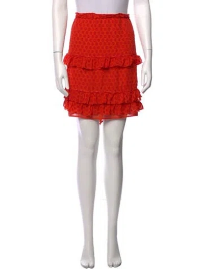 Pre-owned Tory Burch Silk Mini Skirt In Orange