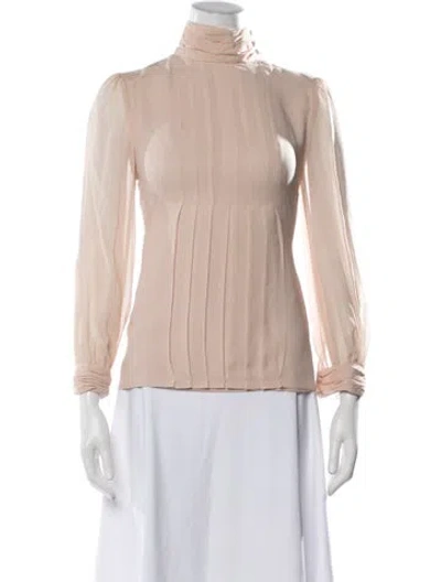 Pre-owned Tory Burch Silk Mock Neck Blouse In Neutrals