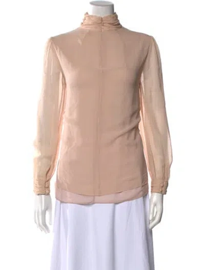 Pre-owned Tory Burch Silk Mock Neck Blouse In Pink