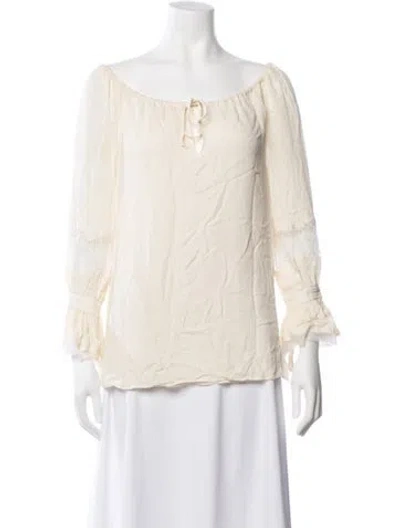Pre-owned Tory Burch Silk Off-the-shoulder Blouse In Neutrals