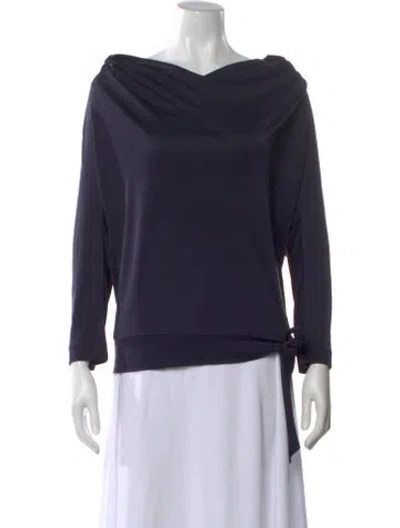 Pre-owned Tory Burch Silk Off-the-shoulder Top In Blue