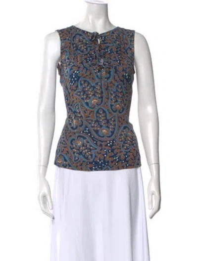 Pre-owned Tory Burch Silk Paisley Print Blouse