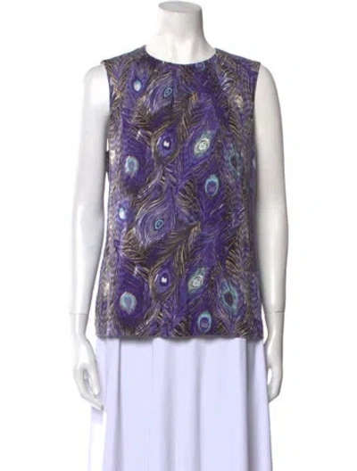 Pre-owned Tory Burch Silk Paisley Print Blouse In Purple