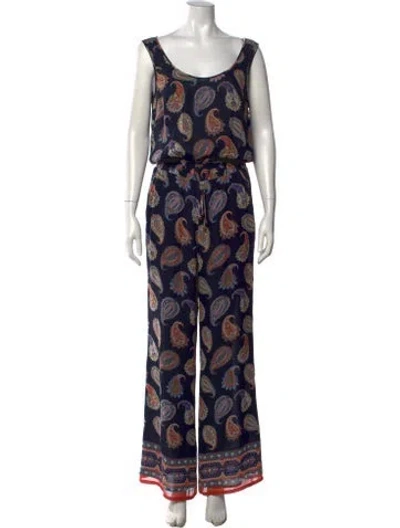 Pre-owned Tory Burch Silk Paisley Print Jumpsuit In Blue