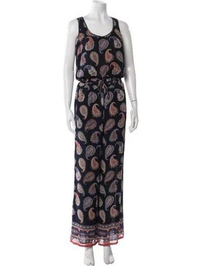 Pre-owned Tory Burch Silk Paisley Print Jumpsuit In Blue