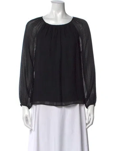 Pre-owned Tory Burch Silk Patterned Blouse In Black