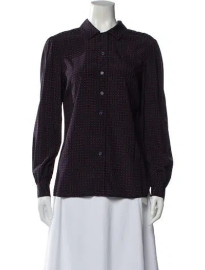 Pre-owned Tory Burch Silk Patterned Blouse In Blue
