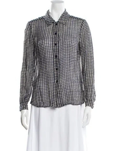 Pre-owned Tory Burch Silk Patterned Blouse In Multi