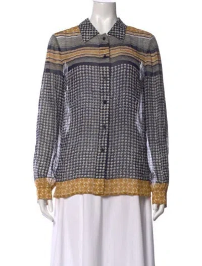 Pre-owned Tory Burch Silk Patterned Blouse In Multi