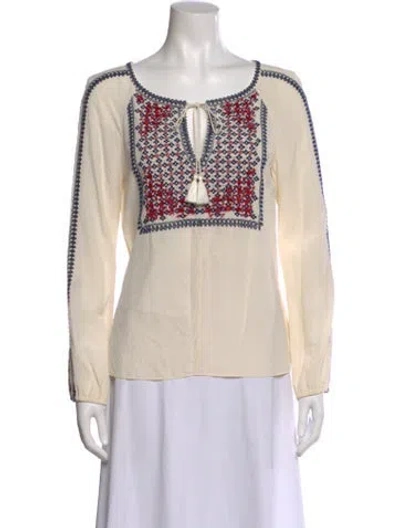 Pre-owned Tory Burch Silk Patterned Blouse In Neutral